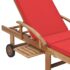vidaXL Sun Loungers with Cushions 2 pcs Solid Teak Wood Red - Image 8