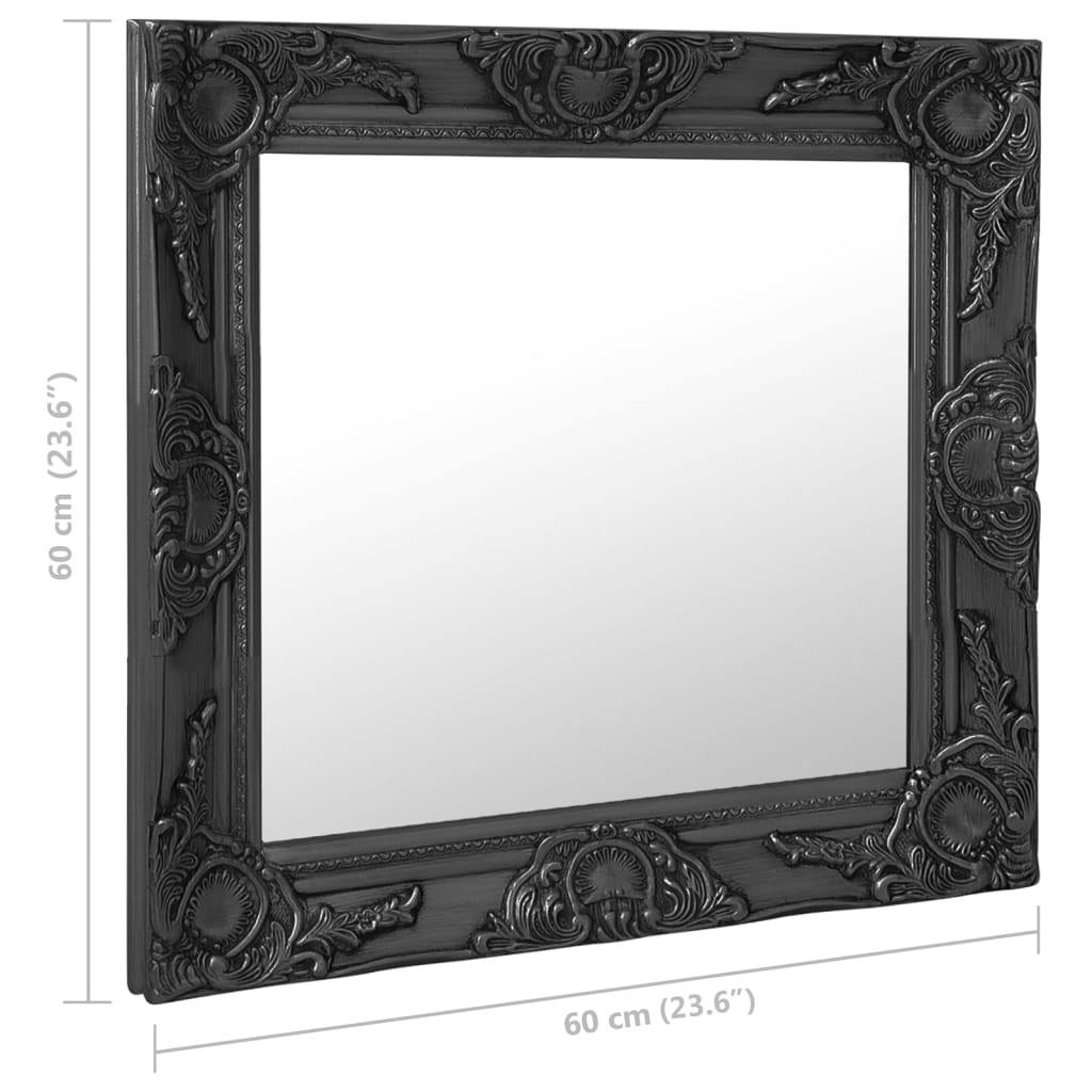 8720286009536_g_en_hd_5 vidaXL Wall Mirror Baroque Style 60x60 cm Black - Image 6