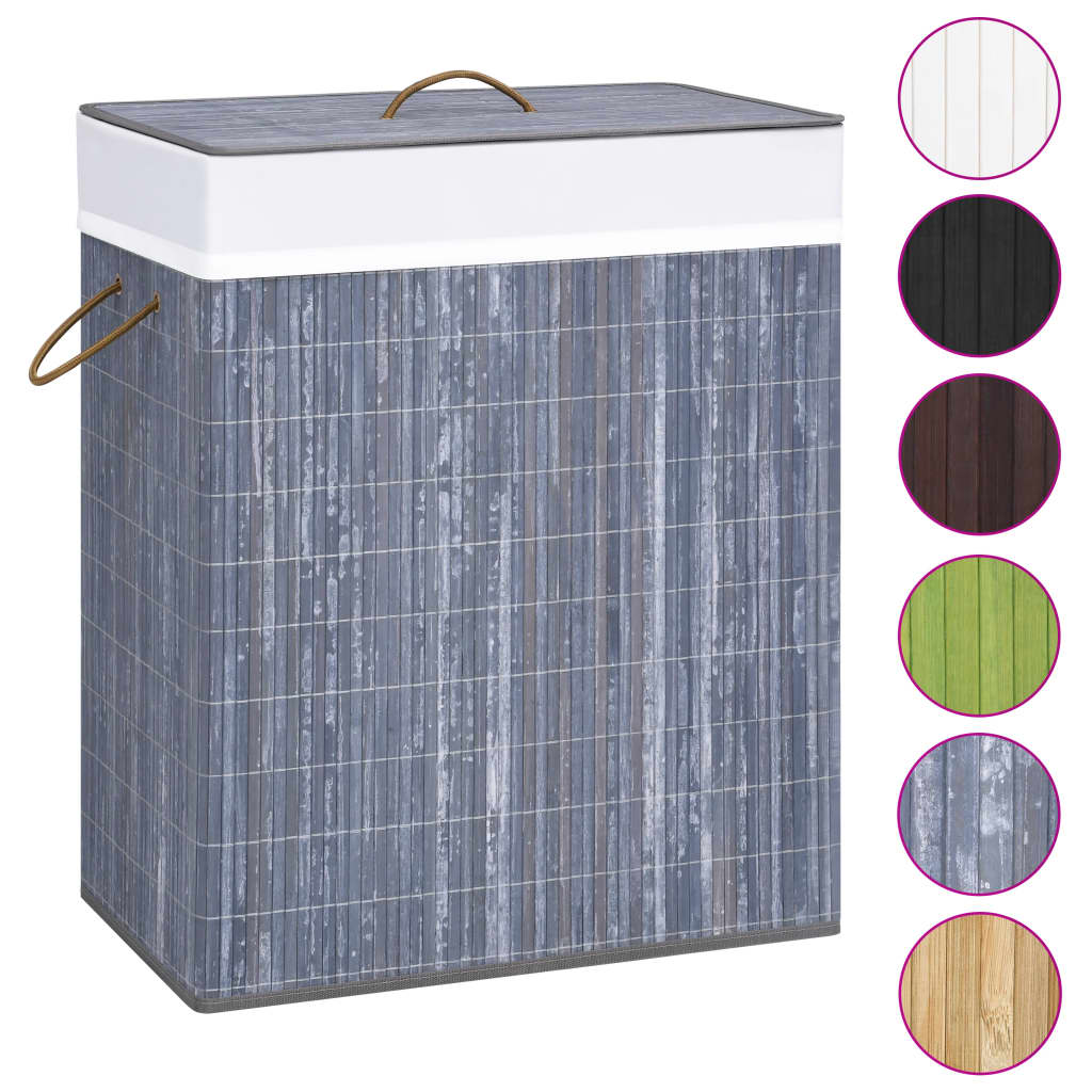 8720286010631_g_en_hd_1 vidaXL Bamboo Laundry Basket with 2 Sections Grey 100 L - Image 2
