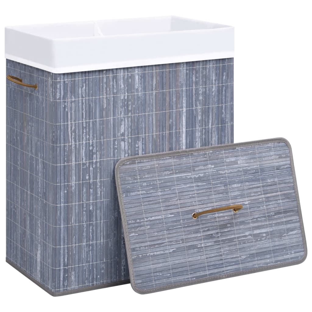 8720286010631_g_en_hd_2 vidaXL Bamboo Laundry Basket with 2 Sections Grey 100 L - Image 3