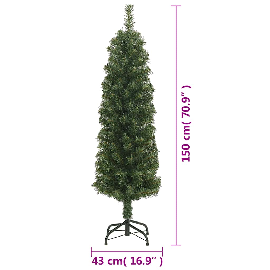 8720286011485_g_en_hd_6 vidaXL Slim Artificial Christmas Tree with Stand Green 150 cm PVC - Image 7