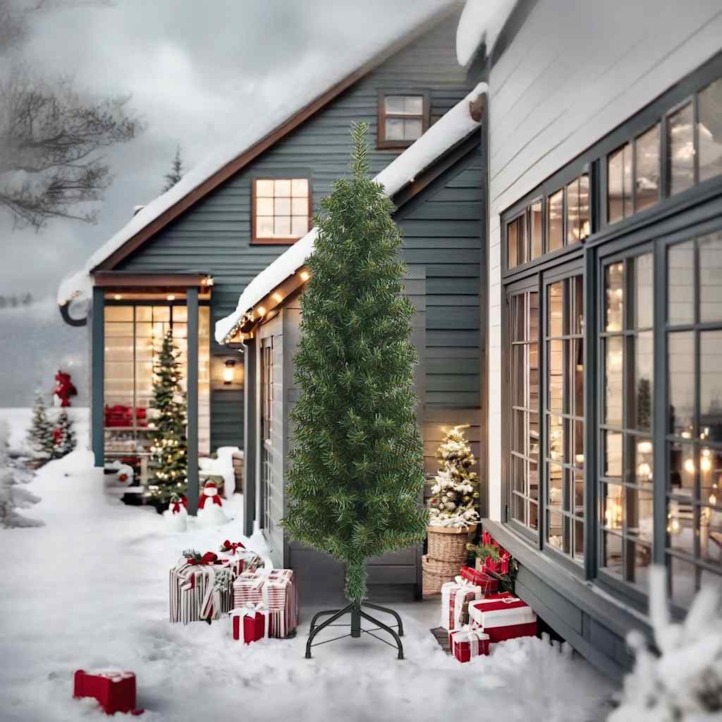 8720286011515_g_en_hd_1 vidaXL Slim Artificial Christmas Tree with Stand Green 240 cm PVC - Image 2