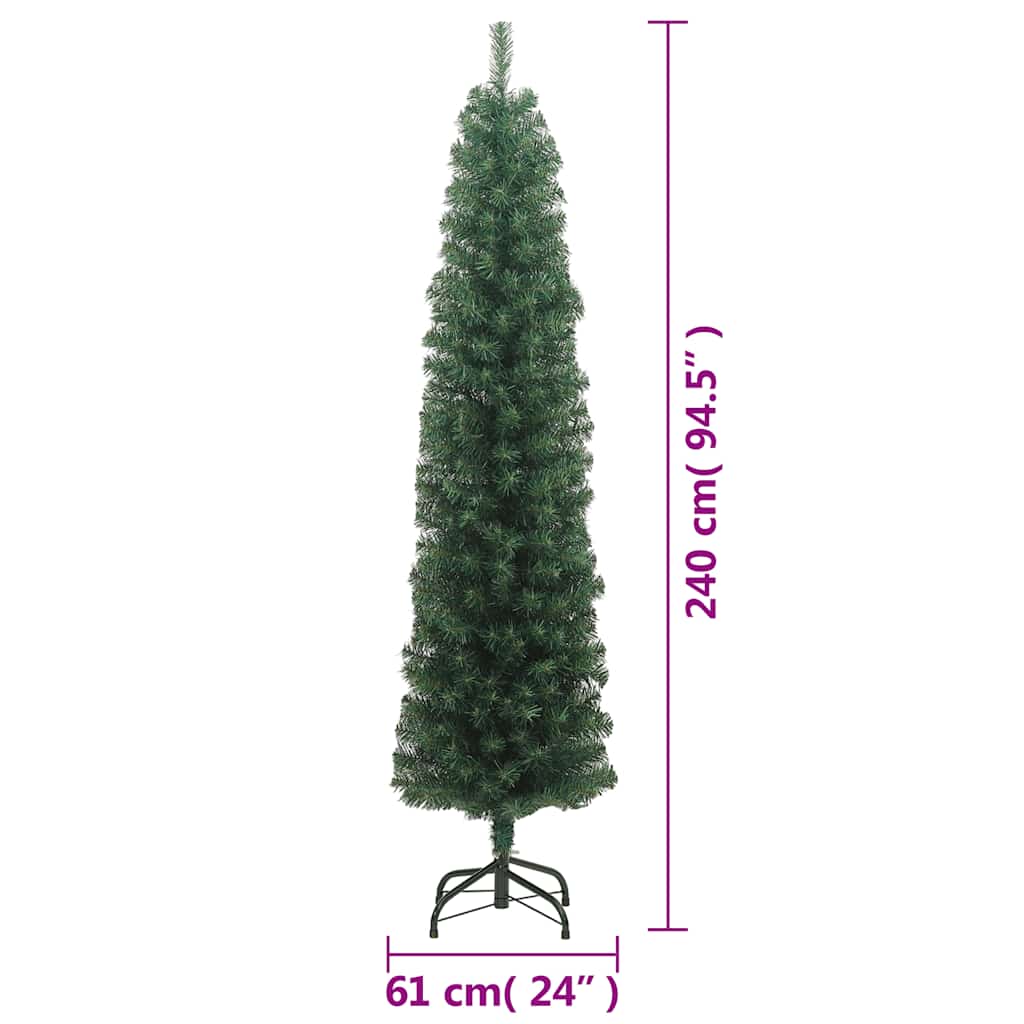 8720286011515_g_en_hd_6 vidaXL Slim Artificial Christmas Tree with Stand Green 240 cm PVC - Image 7