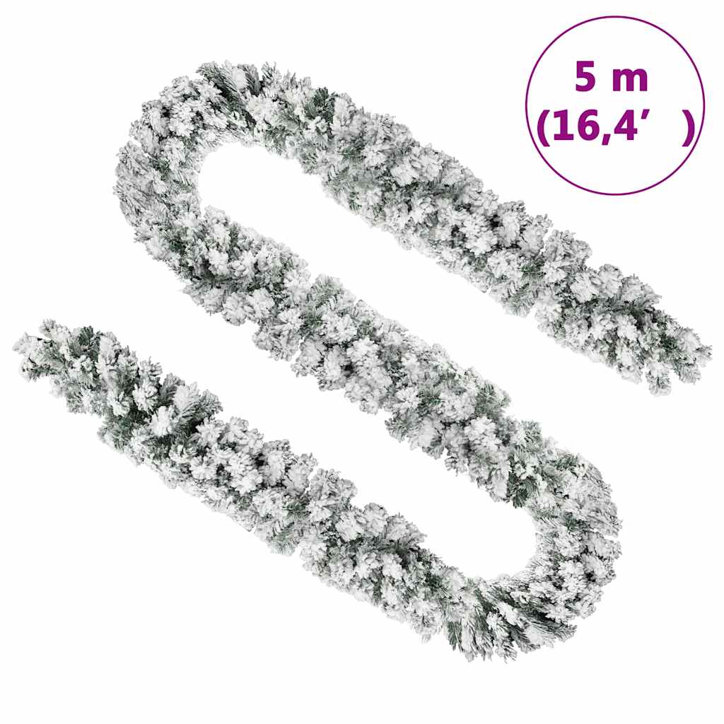 8720286011669_g_en_hd_5 vidaXL Christmas Garland with Flocked Snow Green 5 m PVC - Image 6