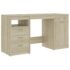 vidaXL Desk Sonoma Oak 140x50x76 cm Engineered Wood - Image 2
