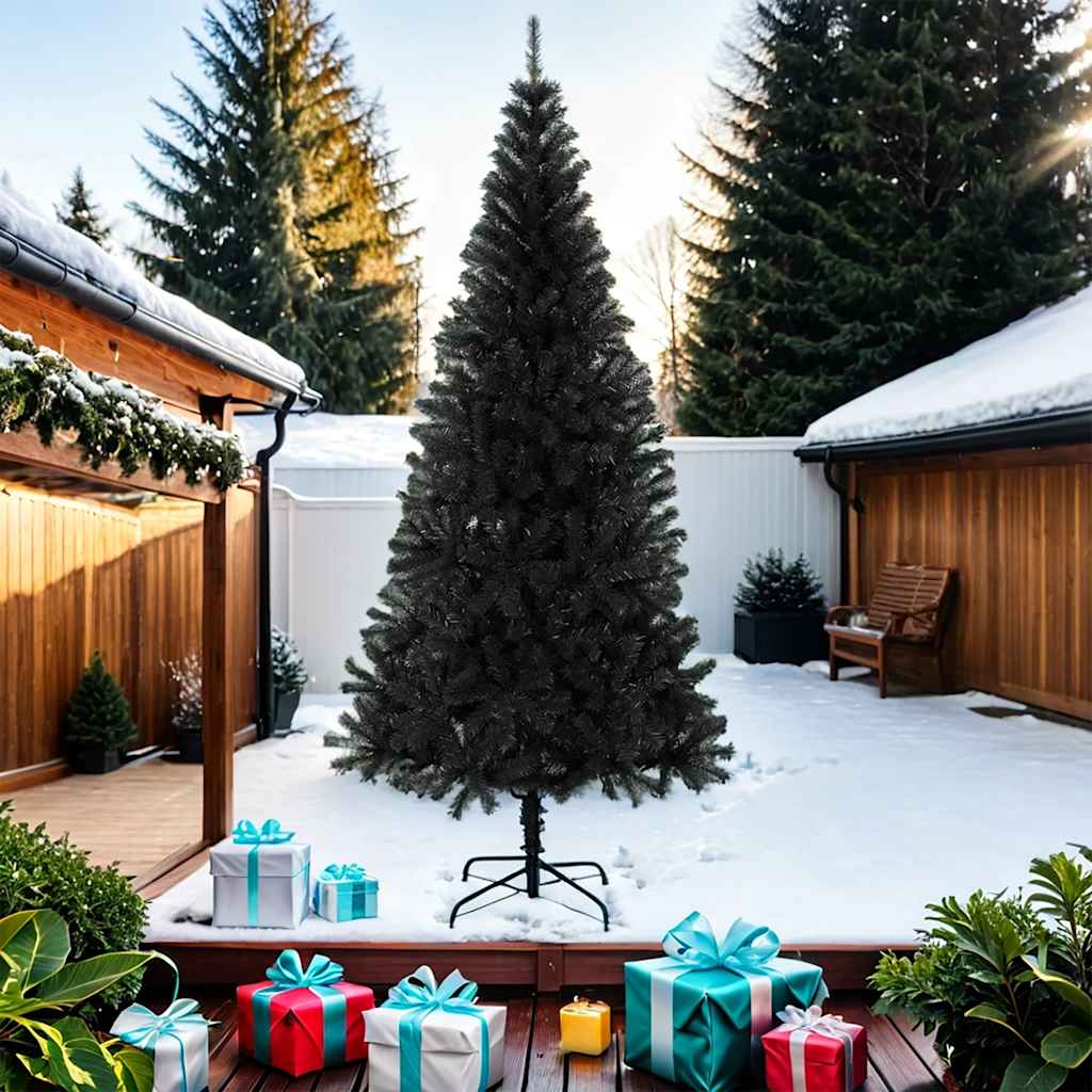 8720286014776_g_en_hd_1 vidaXL Artificial Christmas Tree with Stand Black 210 cm PVC - Image 2