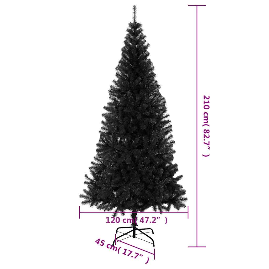 8720286014776_g_en_hd_6 vidaXL Artificial Christmas Tree with Stand Black 210 cm PVC - Image 7