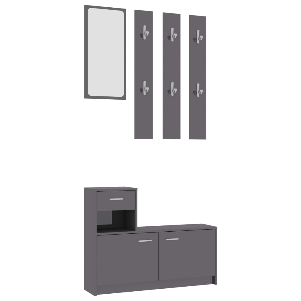8720286016428_a_en_hd_1 vidaXL Hallway Unit High Gloss Grey 100x25x76.5 cm Engineered Wood - Image 2