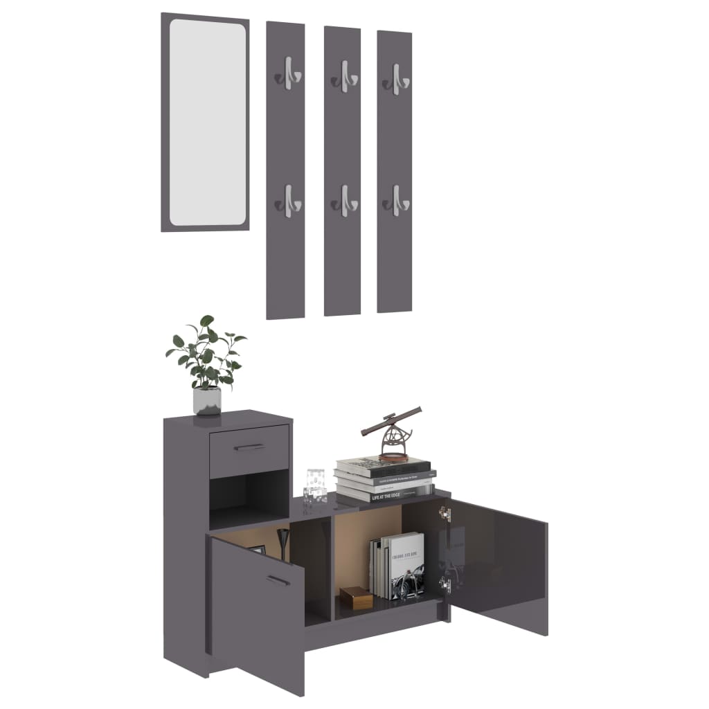 8720286016428_g_en_hd_1 vidaXL Hallway Unit High Gloss Grey 100x25x76.5 cm Engineered Wood - Image 4
