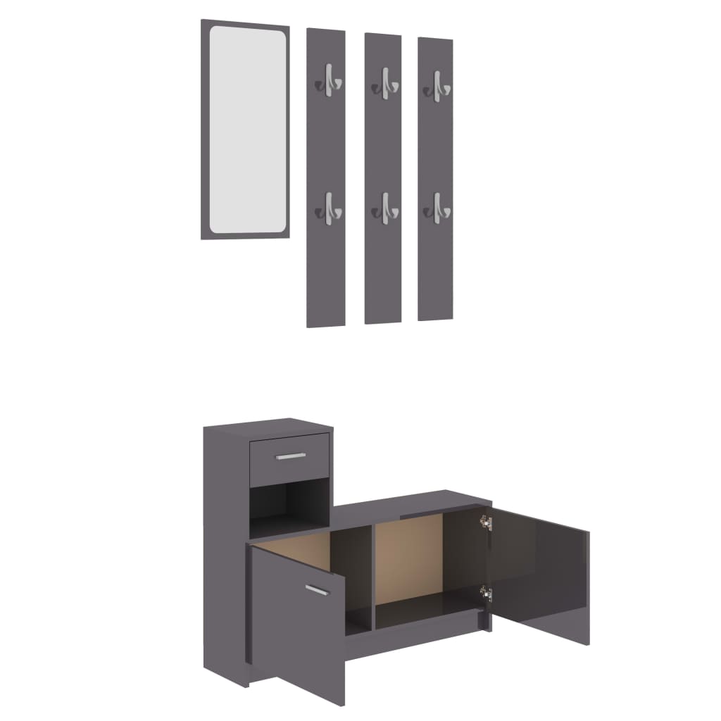 8720286016428_g_en_hd_2 vidaXL Hallway Unit High Gloss Grey 100x25x76.5 cm Engineered Wood - Image 5