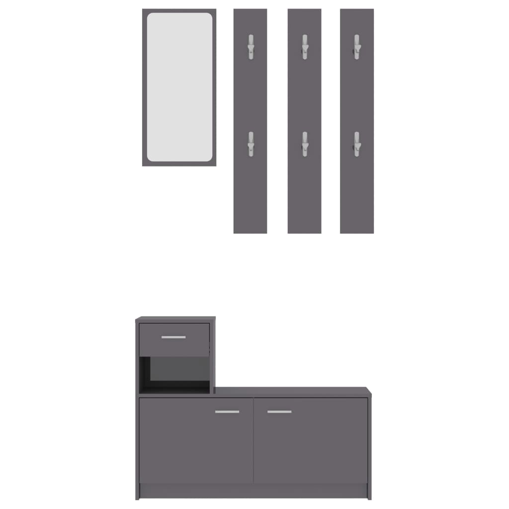 8720286016428_g_en_hd_3 vidaXL Hallway Unit High Gloss Grey 100x25x76.5 cm Engineered Wood - Image 6