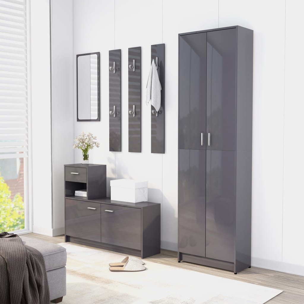 8720286016428_g_en_hd_6 vidaXL Hallway Unit High Gloss Grey 100x25x76.5 cm Engineered Wood - Image 9