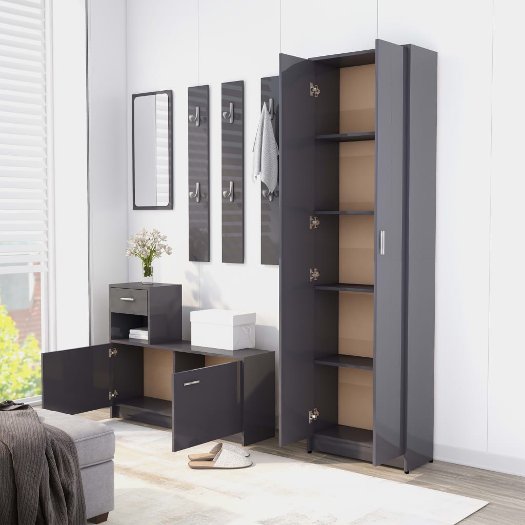 8720286016428_g_en_hd_7 vidaXL Hallway Unit High Gloss Grey 100x25x76.5 cm Engineered Wood - Image 10
