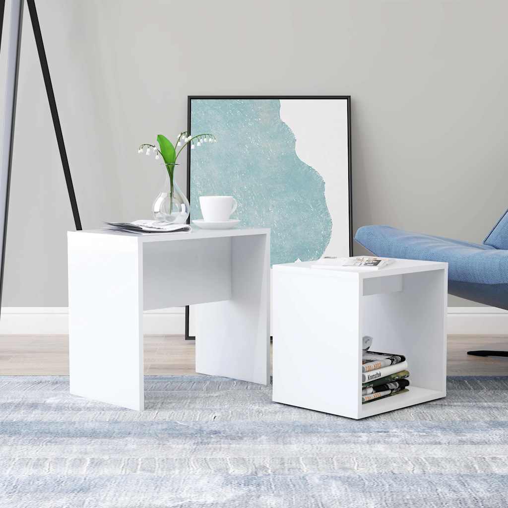 vidaXL Coffee Table Set White 48x30x45 cm Engineered Wood
