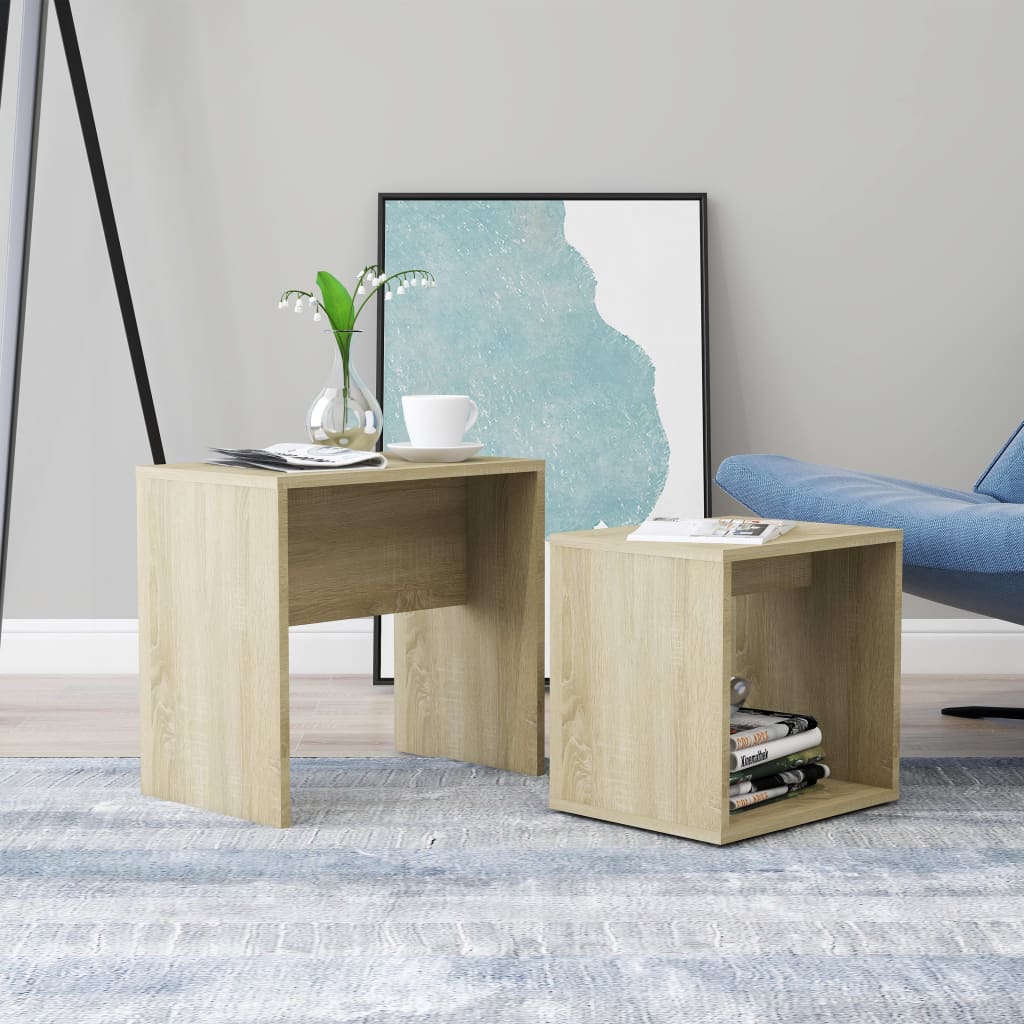 vidaXL Coffee Table Set Sonoma Oak 48x30x45 cm Engineered Wood