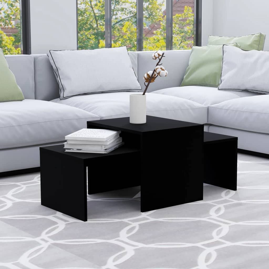 vidaXL Coffee Table Set Black 100x48x40 cm Engineered Wood