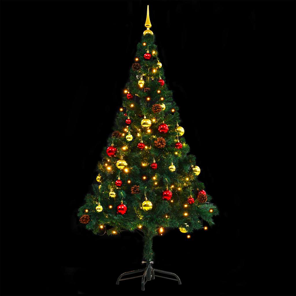 8720286017692_g_en_hd_4 vidaXL Artificial Pre-lit Christmas Tree with Baubles Green 150 cm - Image 5