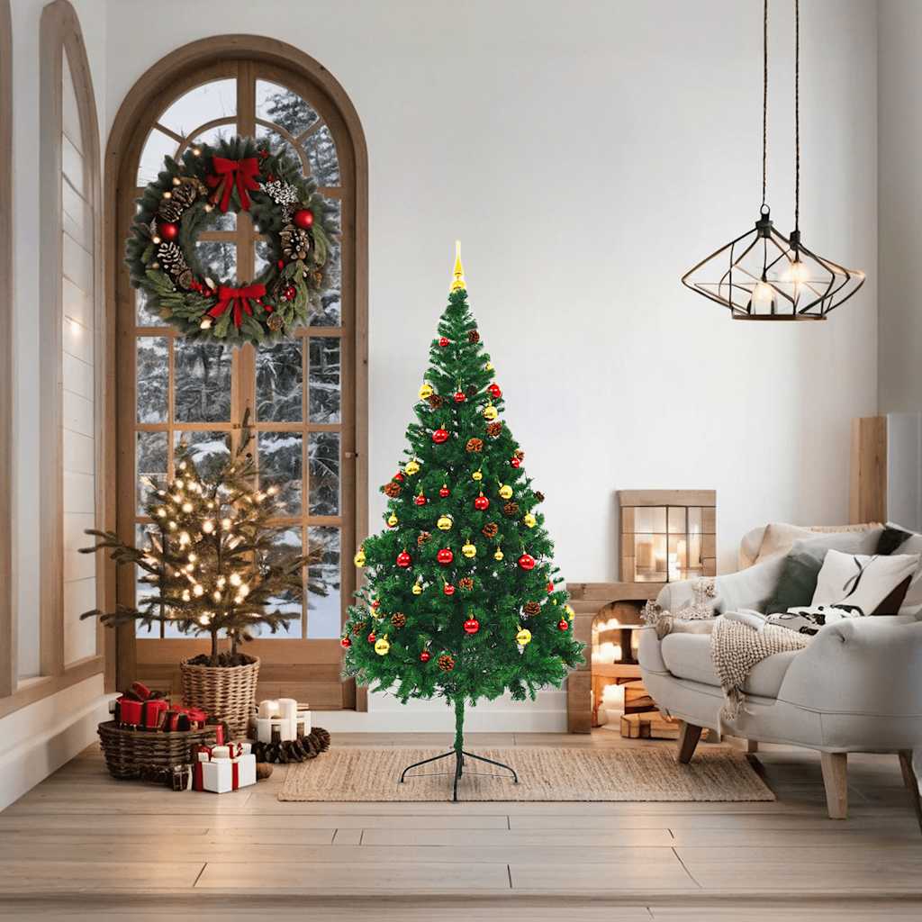 8720286017708_g_en_hd_1 vidaXL Artificial Pre-lit Christmas Tree with Baubles Green 180 cm - Image 2