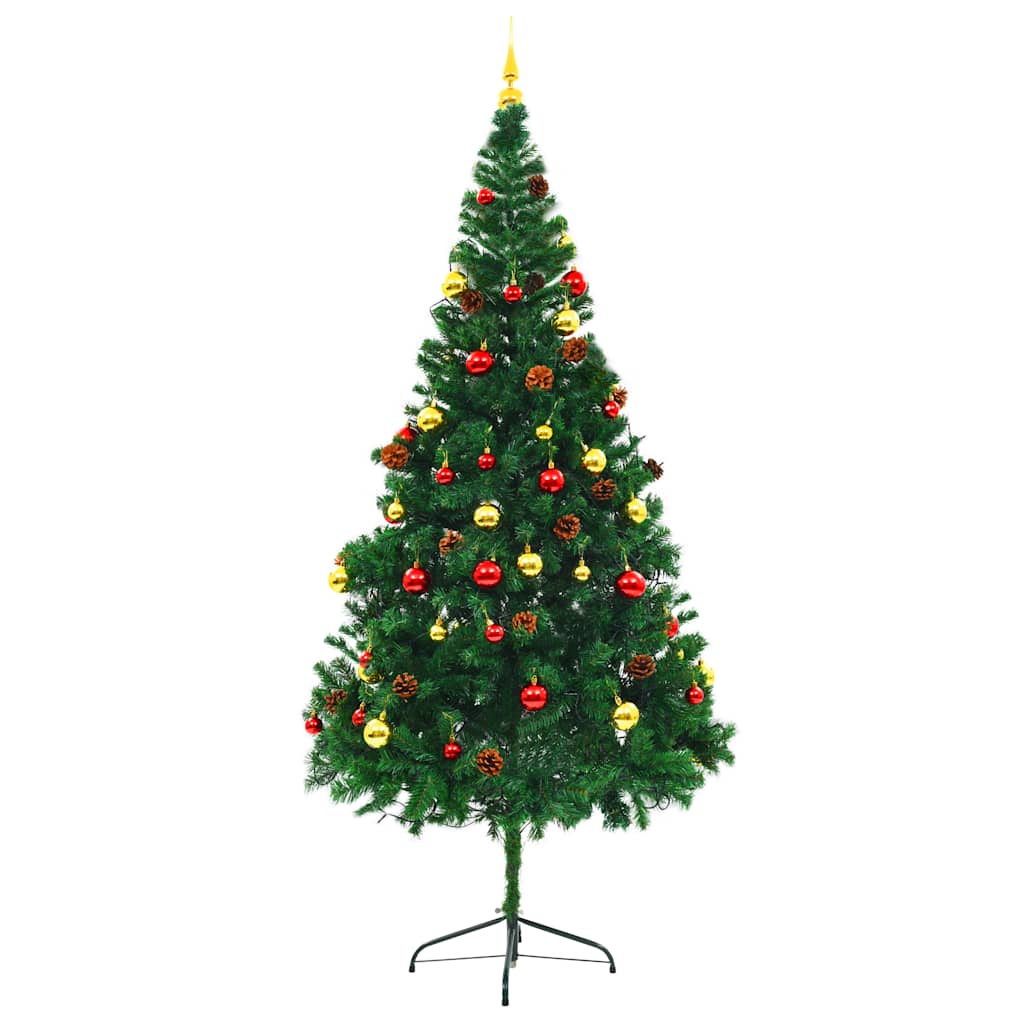8720286017715_g_en_hd_1 vidaXL Artificial Pre-lit Christmas Tree with Baubles Green 210 cm - Image 2