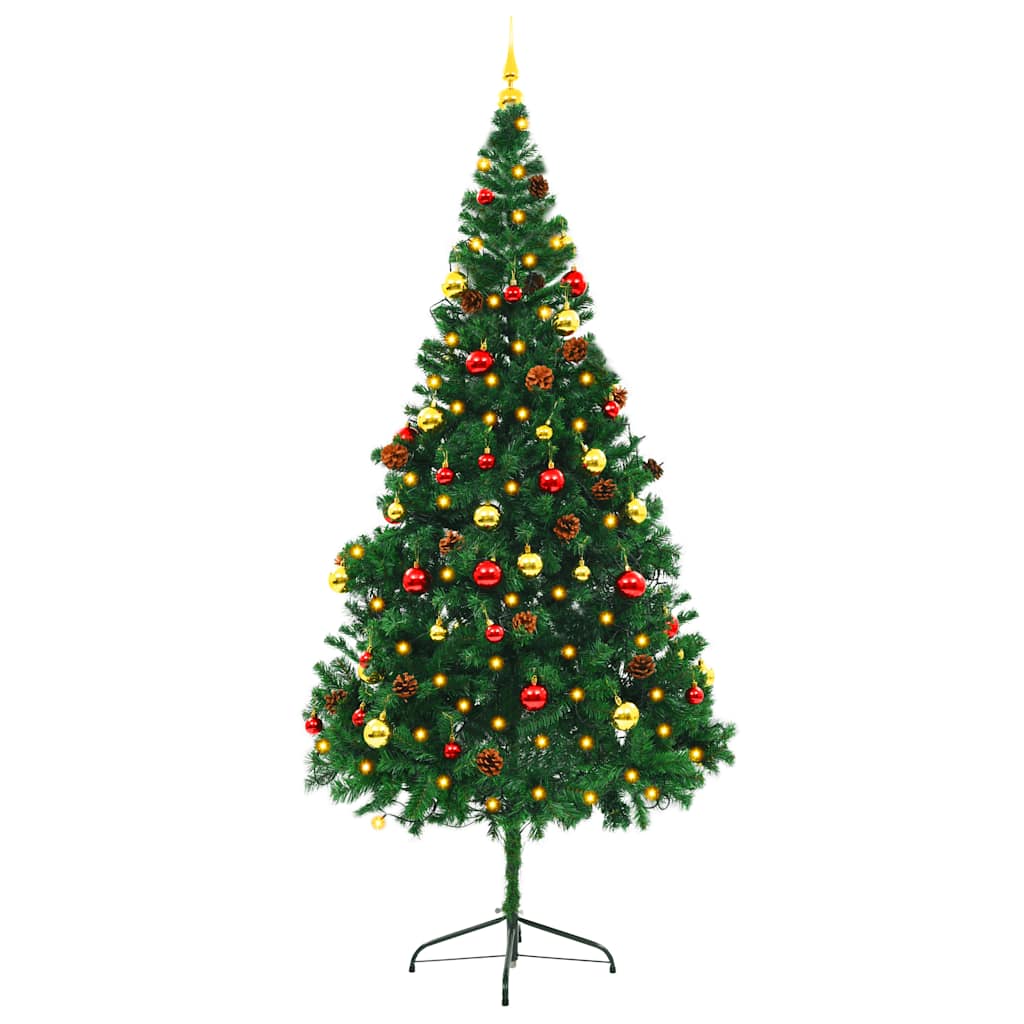 8720286017715_g_en_hd_2 vidaXL Artificial Pre-lit Christmas Tree with Baubles Green 210 cm - Image 3