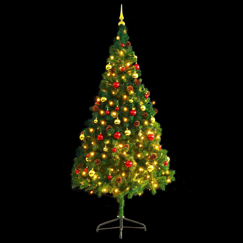 8720286017715_g_en_hd_3 vidaXL Artificial Pre-lit Christmas Tree with Baubles Green 210 cm - Image 4