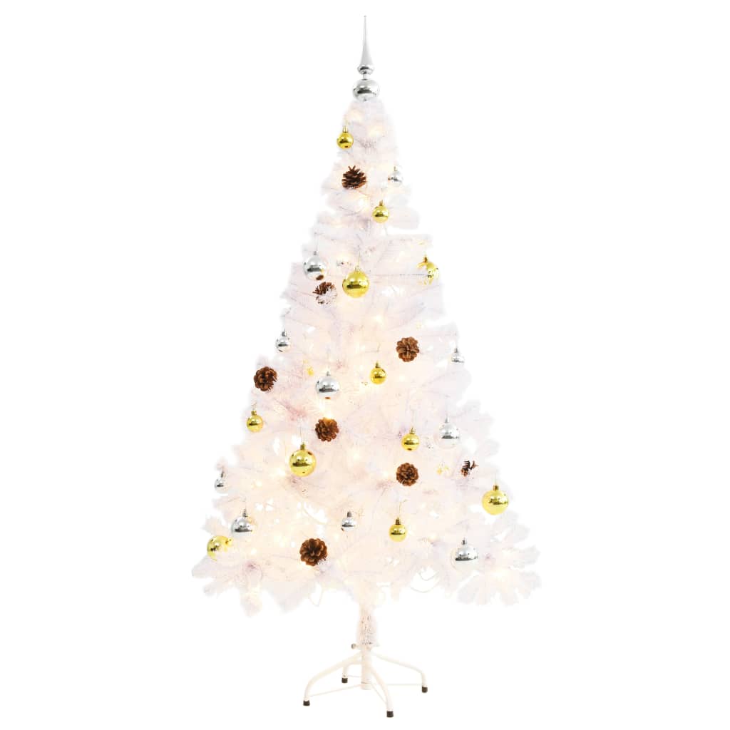 8720286017722_g_en_hd_1 vidaXL Artificial Pre-lit Christmas Tree with Baubles White 150 cm - Image 2