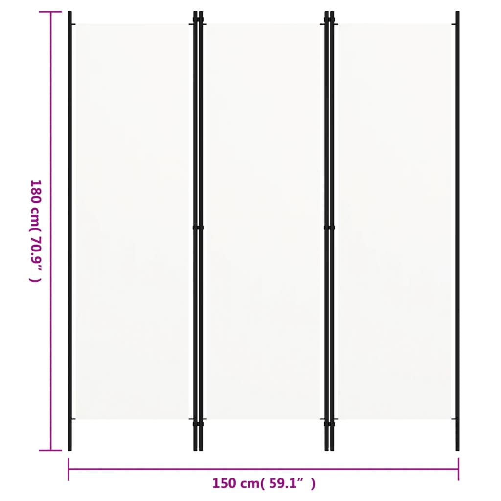 8720286022610_g_en_hd_5 vidaXL 3-Panel Room Divider White 150x180 cm - Image 6