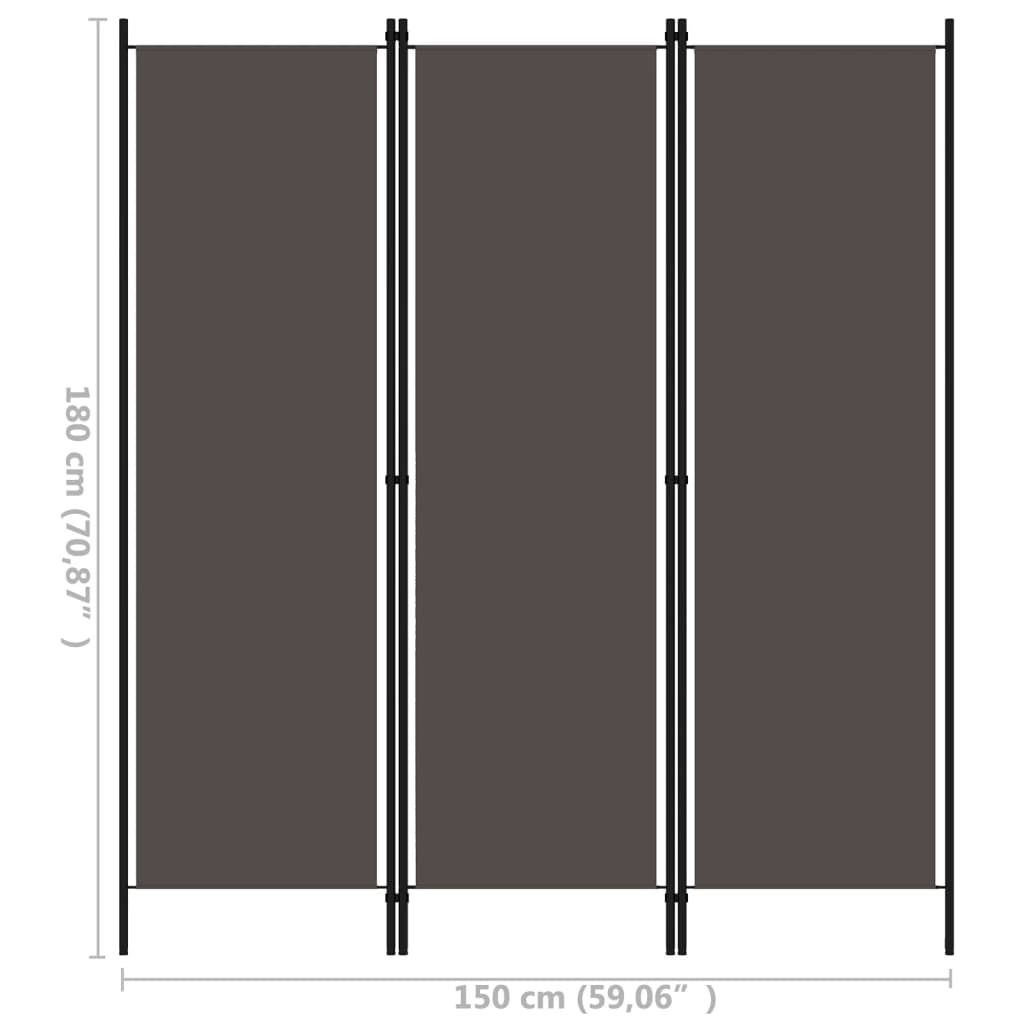 8720286022634_g_en_hd_5 vidaXL 3-Panel Room Divider Anthracite 150x180 cm - Image 6