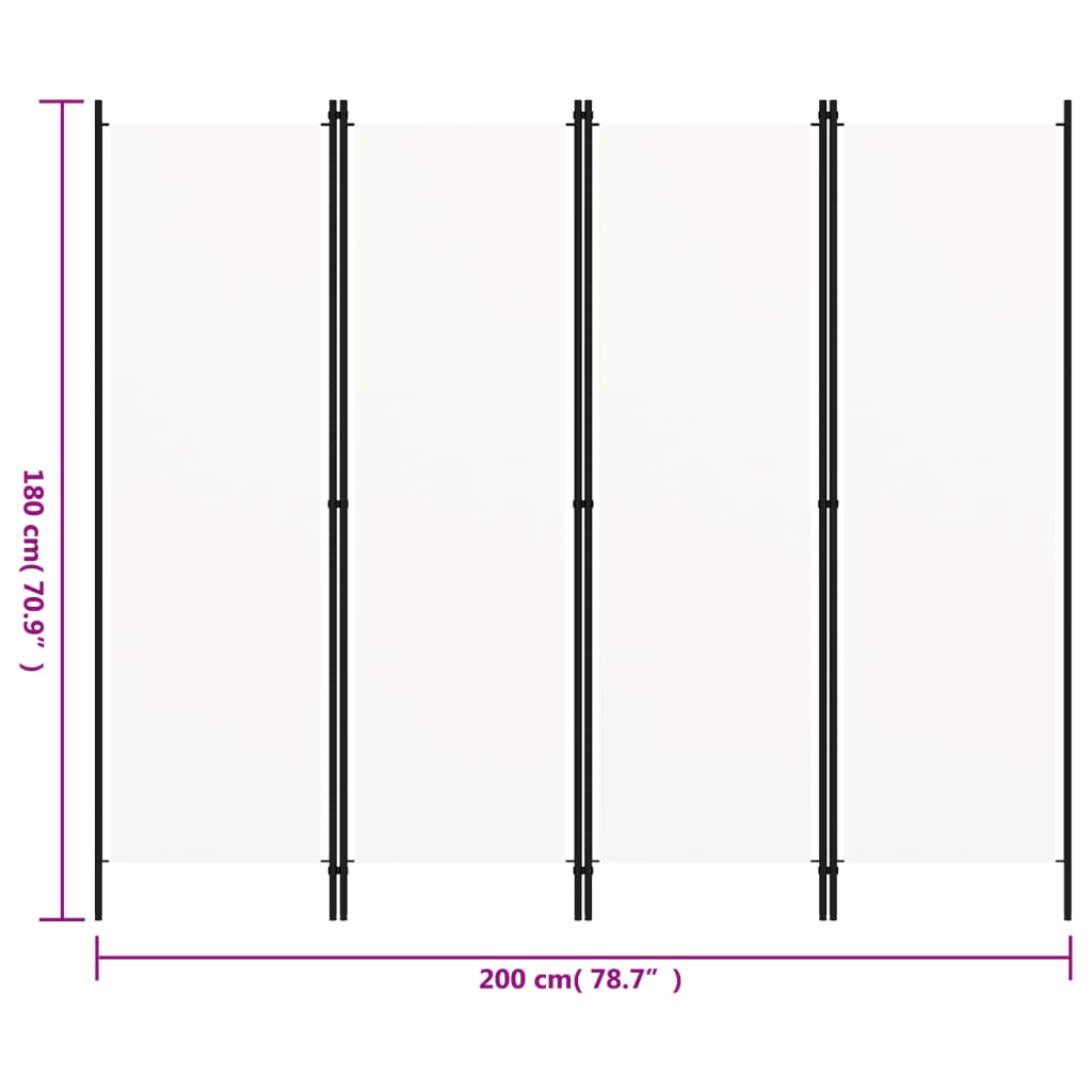 8720286022658_g_en_hd_5 vidaXL 4-Panel Room Divider White 200x180 cm - Image 6