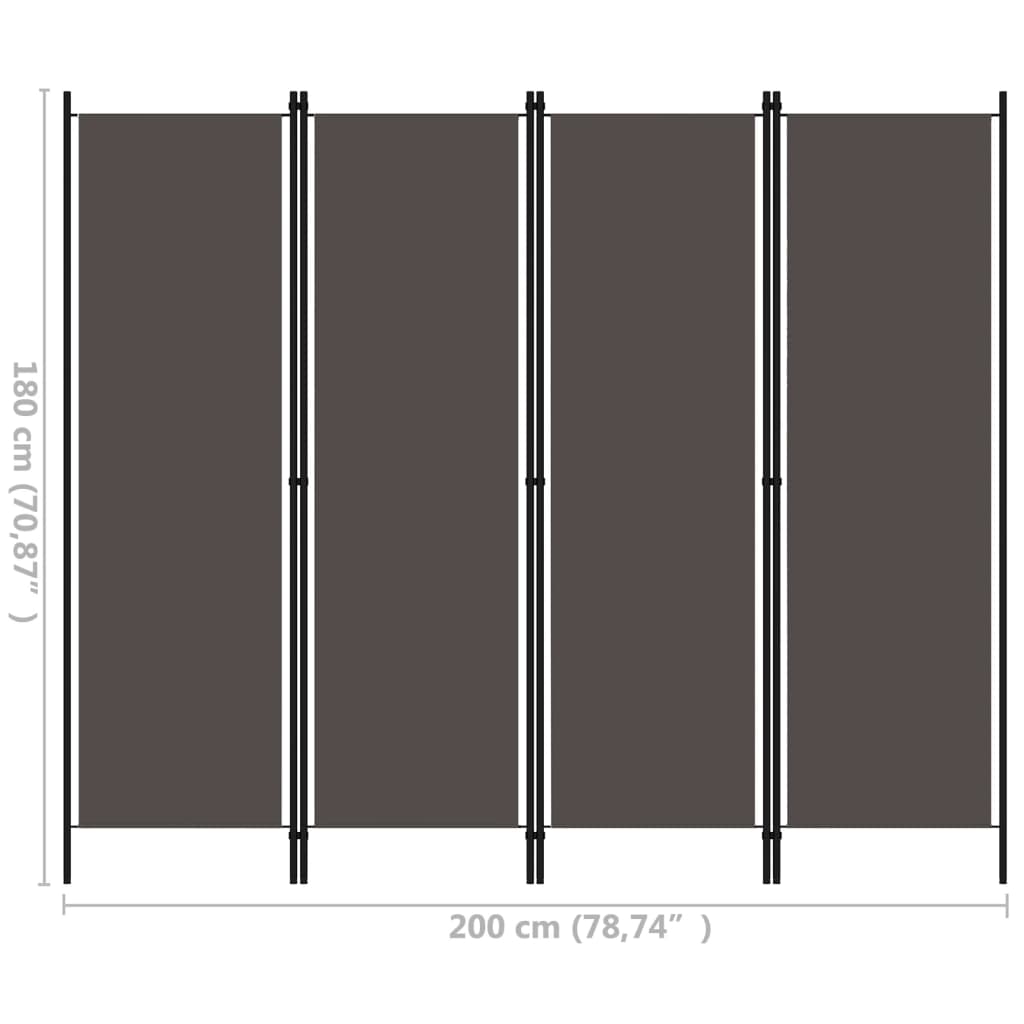 8720286022672_g_en_hd_5 vidaXL 4-Panel Room Divider Anthracite 200x180 cm - Image 6