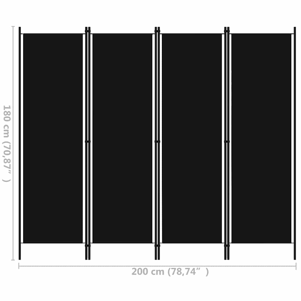 8720286022689_g_en_hd_5 vidaXL 4-Panel Room Divider Black 200x180 cm - Image 6