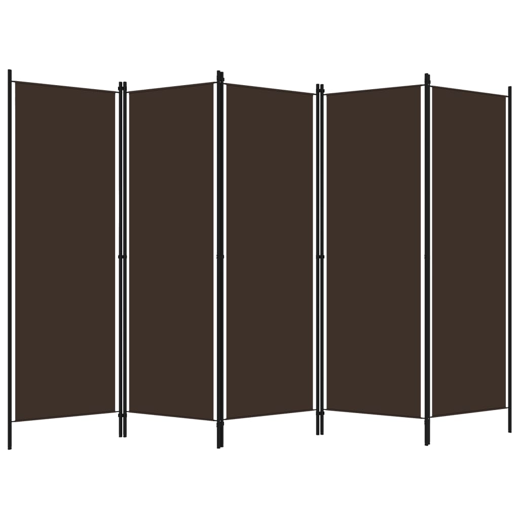 8720286022702_g_en_hd_1 vidaXL 5-Panel Room Divider Brown 250x180 cm - Image 2