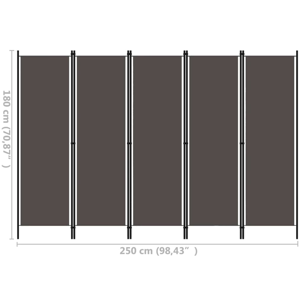 8720286022719_g_en_hd_5 vidaXL 5-Panel Room Divider Anthracite 250x180 cm - Image 6