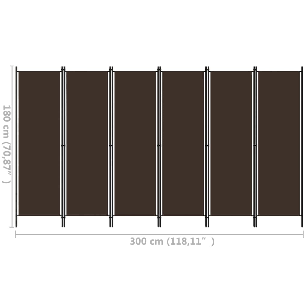 8720286022740_g_en_hd_5 vidaXL 6-Panel Room Divider Brown 300x180 cm - Image 6