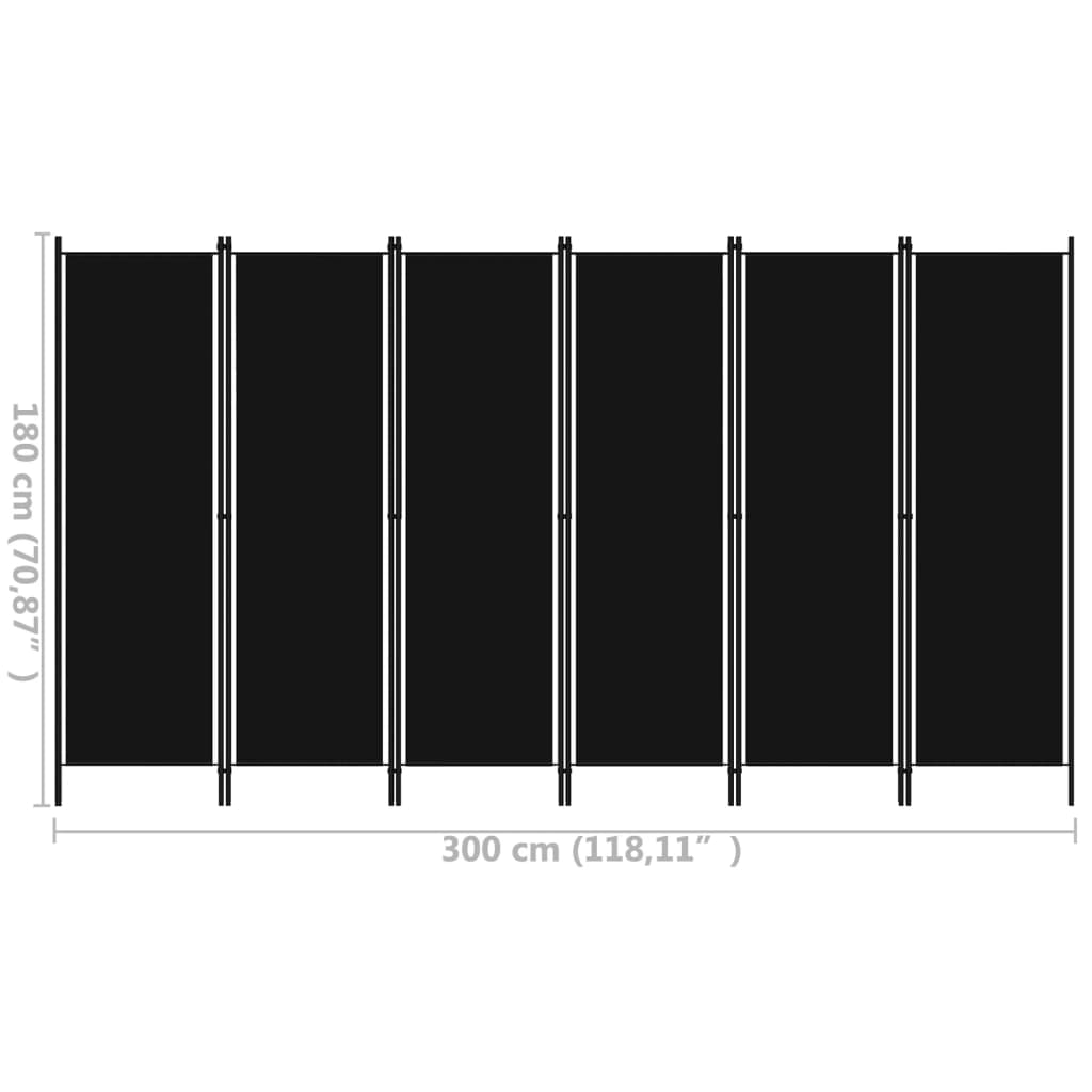 8720286022764_g_en_hd_5 vidaXL 6-Panel Room Divider Black 300x180 cm - Image 6
