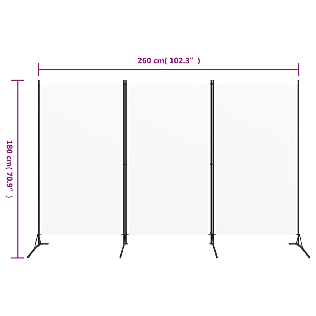 8720286022771_g_en_hd_4 vidaXL 3-Panel Room Divider White 260x180 cm Fabric - Image 5