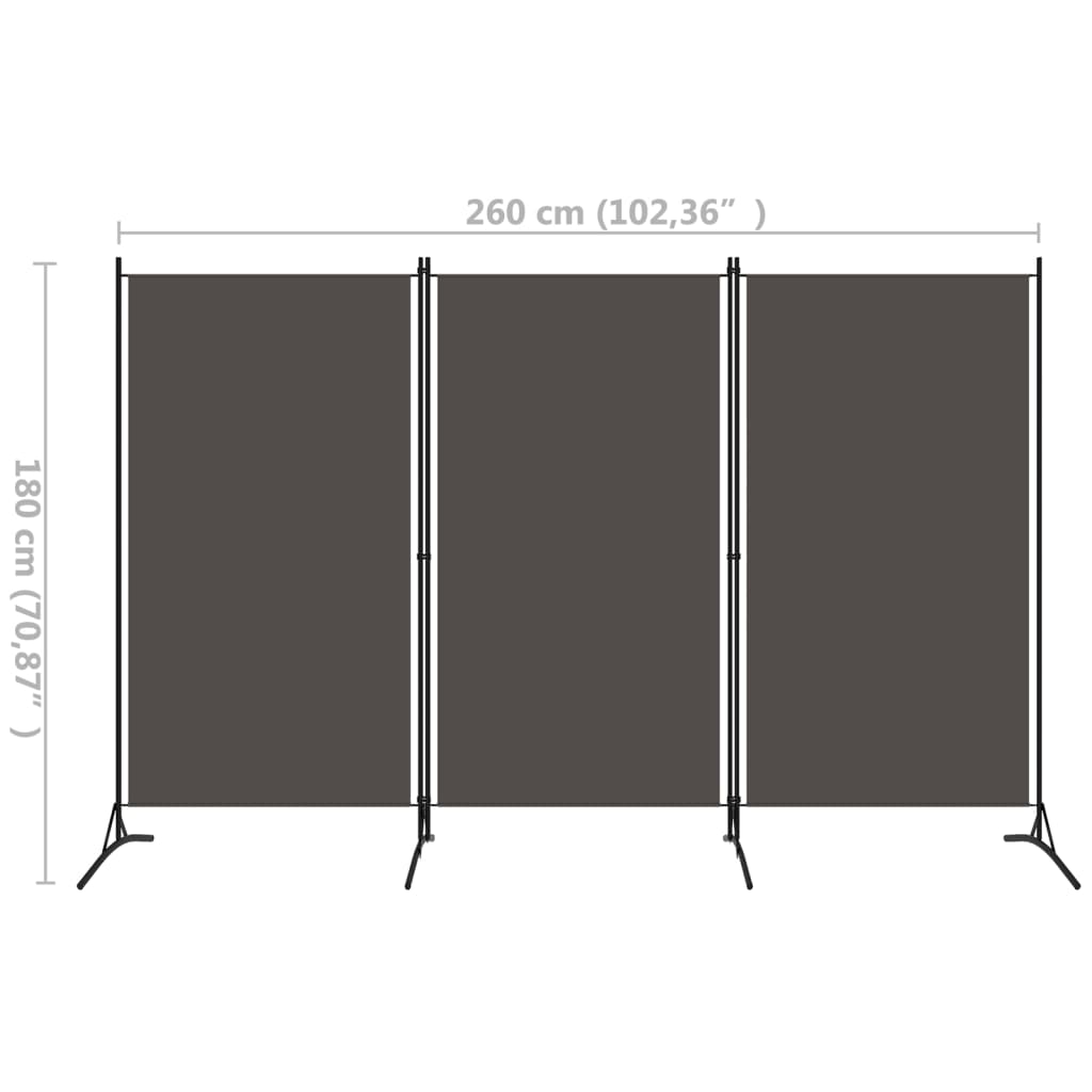 8720286022795_g_en_hd_4 vidaXL 3-Panel Room Divider Anthracite 260x180 cm - Image 5