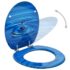 vidaXL WC Toilet Seat with Lid MDF Blue Water Drop Design - Image 2