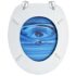 vidaXL WC Toilet Seat with Lid MDF Blue Water Drop Design - Image 6