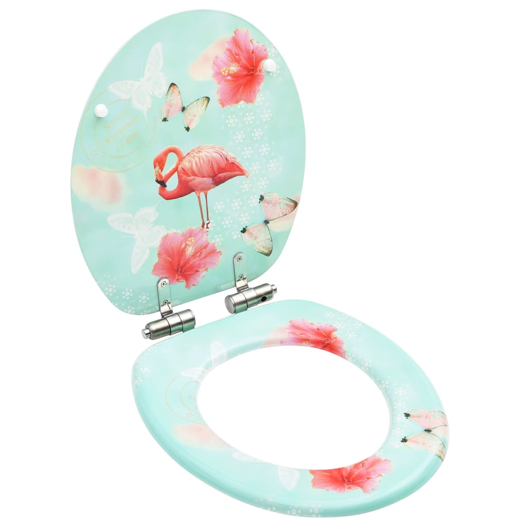 8720286028575_a_en_hd_1 vidaXL WC Toilet Seat with Soft Close Lid MDF Flamingo Design - Image 1