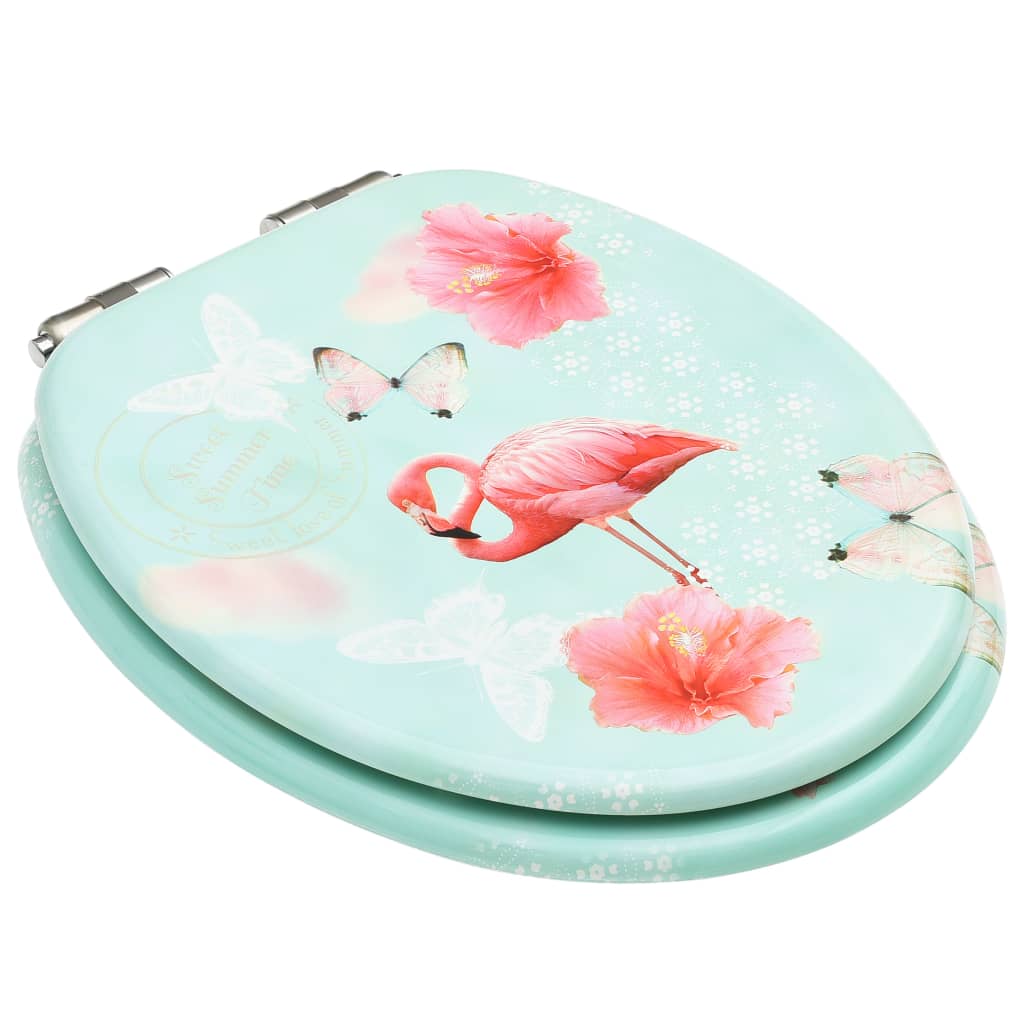 8720286028575_g_en_hd_2 vidaXL WC Toilet Seat with Soft Close Lid MDF Flamingo Design - Image 3