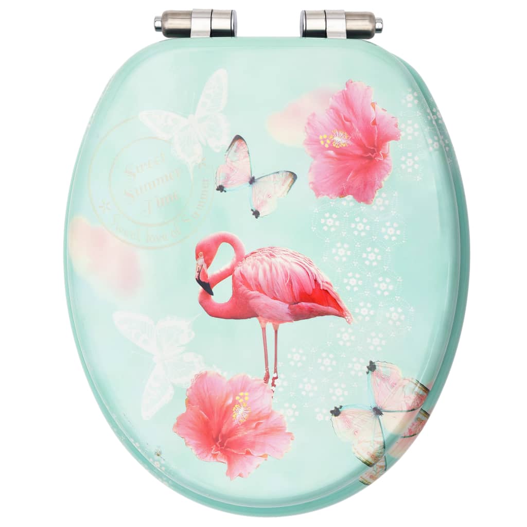 8720286028575_g_en_hd_4 vidaXL WC Toilet Seat with Soft Close Lid MDF Flamingo Design - Image 5