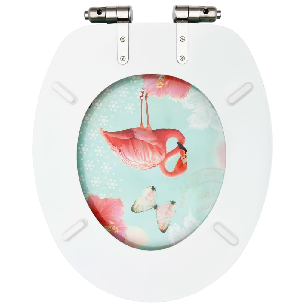 8720286028575_g_en_hd_5 vidaXL WC Toilet Seat with Soft Close Lid MDF Flamingo Design - Image 6