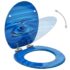 vidaXL WC Toilet Seat with Soft Close Lid MDF Blue Water Drop Design - Image 2