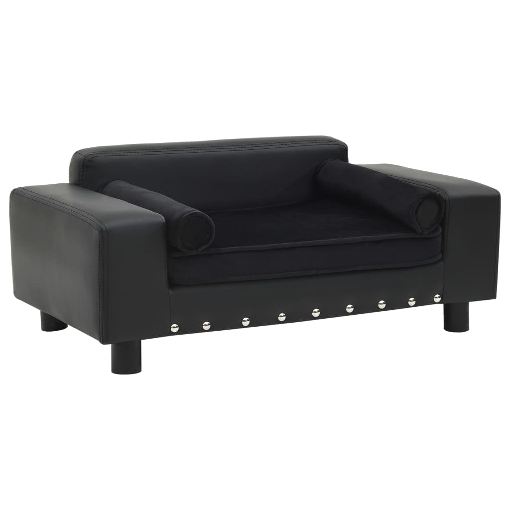 8720286034163_a_en_hd_1 vidaXL Dog Sofa Black 81x43x31 cm Plush and Faux Leather - Image 1