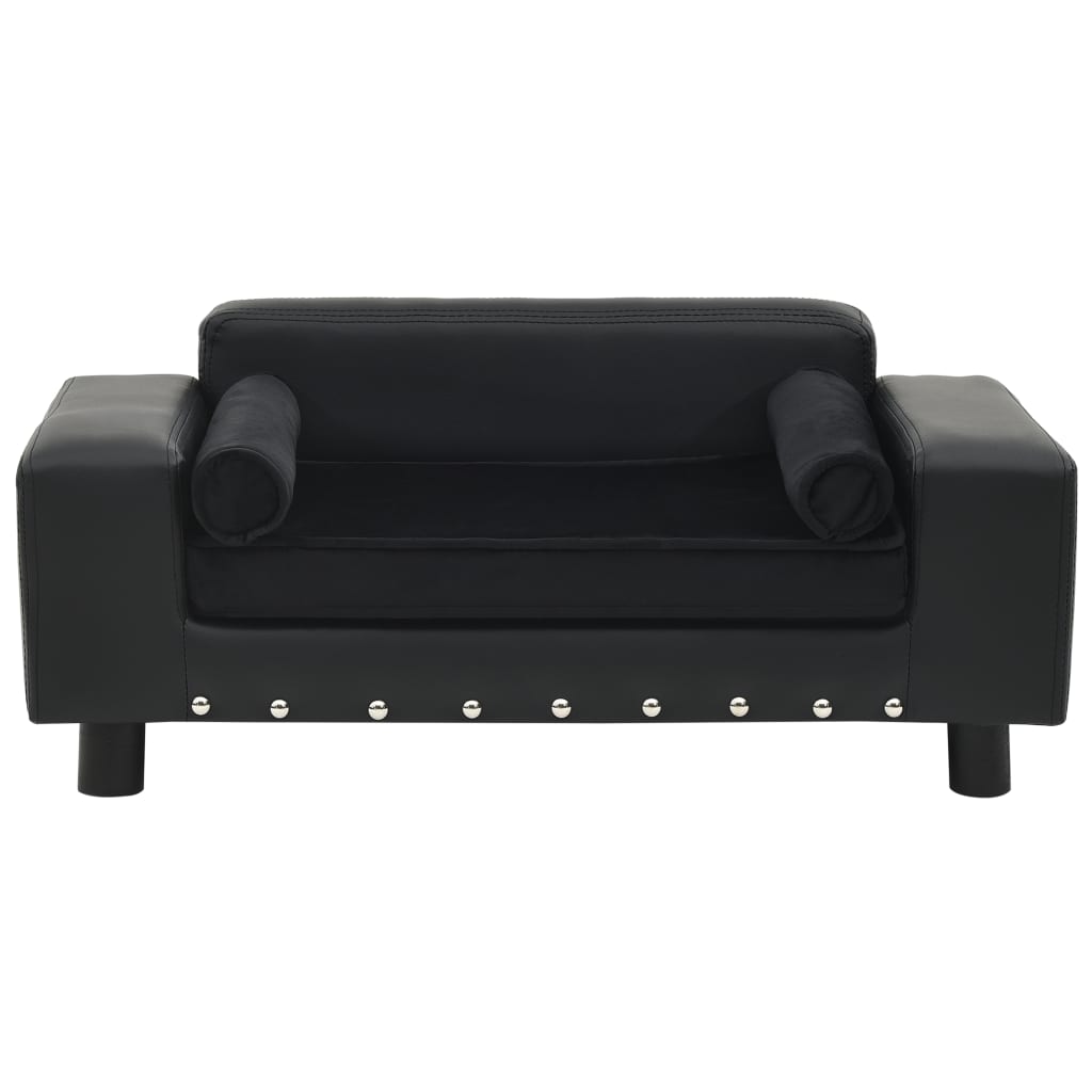 8720286034163_g_en_hd_2 vidaXL Dog Sofa Black 81x43x31 cm Plush and Faux Leather - Image 3