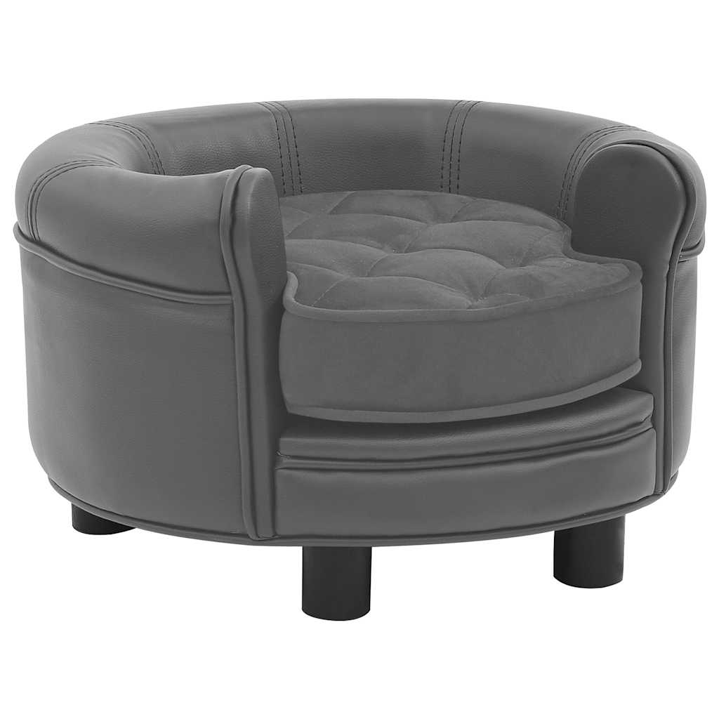8720286034187_a_en_hd_1 vidaXL Dog Sofa Grey 48x48x32 cm Plush and Faux Leather - Image 1
