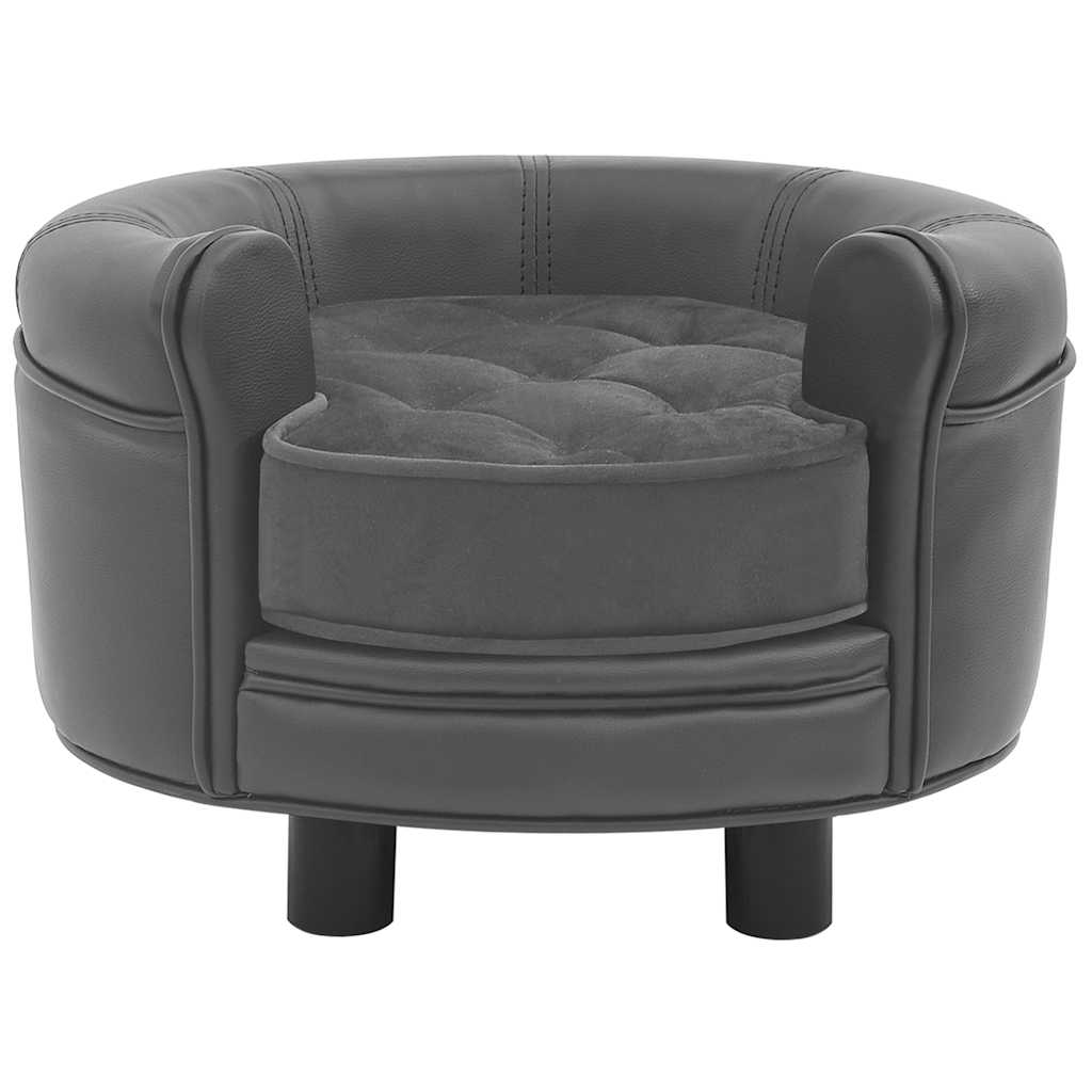 8720286034187_g_en_hd_1 vidaXL Dog Sofa Grey 48x48x32 cm Plush and Faux Leather - Image 2