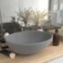 vidaXL Luxury Basin Oval-shaped Matt Light Grey 40x33 cm Ceramic
