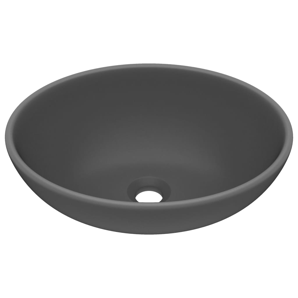 8720286036334_a_en_hd_1 vidaXL Luxury Basin Oval-shaped Matt Dark Grey 40x33 cm Ceramic - Image 2